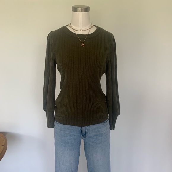 Madewell Brushed Rib Pleat Sleeve Top - Picture 2 of 3